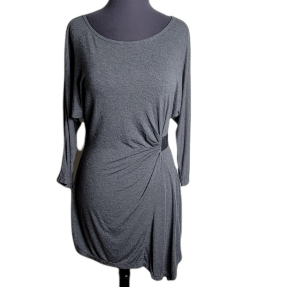 White House Black Market gray dolman sleeve asymmetrical tunic top size small